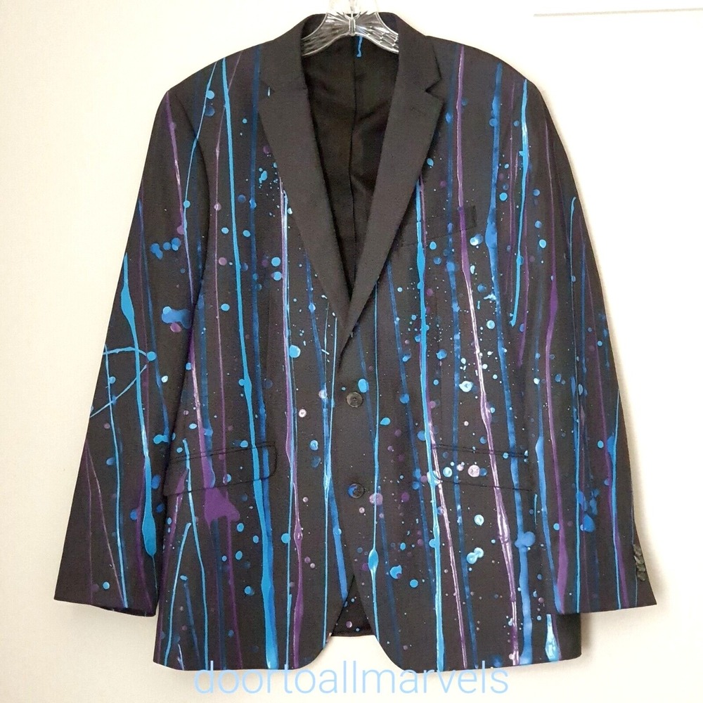 1 of 1 1/1 Painted Party Blazer Men sz 42L Orig. $399 Wearable Art EUC
